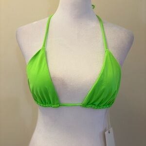 Good American Neon Green Tiny Ties Triangle Bikini Top Size 1 Small